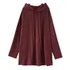 Toma Real de Sudadera con Capucha Nueva de Otoño e Invierno Color Sólido Holgada Talla Grande Camiseta Estilo Coreano Casual Top de Manga Larga para Mujer