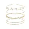 Comercio Exterior Más Vendido Diadema de Pedrería Diadema Fina de una Sola Fila Conjunto de Cuatro Piezas de Alta Gama para Salir Versátil y Elegante Tocados de Boda