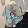 Camiseta Tie-Dye de Manga Curta para Meninos, Nova Camiseta de Verão para Crianças, Estilo Coreano Solta Respirável Tendência para Crianças Mais Velhas