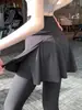 Pantalones de tiburón forrados de polar para mujer, Mallas deportivas de imitación de dos piezas, Tallas grandes, Petite, Cintura alta, Cubren el trasero, Para correr, Fitness, Pantalones de capa base