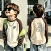Camiseta Base Manga Larga Casual Bloques de Color para Niños Otoño Invierno Nuevo Térmica de Polar para Bebé Niño Cuello Redondo Ropa Interior Casual Superior