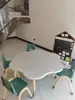 Mesa y Silla Graffiti Ajustables de Educación Temprana para Jardín de Infancia Mesa Redonda Multifuncional de Flor de Ciruelo para Pintar, Leer y Aprender de Niños