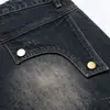 Calça Jeans Patchwork Distressed Wasteland com Foice Masculina Design de Nicho Marca Tendência Perna Larga Longa Desbotada Lavada