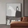 Pintura decorativa de caballo para sala de estar moderna minimalista pintura abstracta grande de piso colgante modelo de habitación pasillo mural de arte