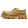 Zapatos Derby retro estilo británico de punta redonda para hombre, botas de trabajo marrones de ajuste limpio, suela gruesa, que aumentan la altura, zapatos extragrandes de Mickey Mouse, modernos