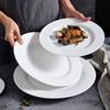 Prato redondo de cerâmica branca pura, prato plano para comida ocidental, prato de bife, prato de bolo de sobremesa, prato de bolinho de massa de restaurante, prato de sobremesa personalizável