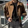 Maillard Wear Estilo Americano Retro Marrom Jaqueta de Camurça Masculina Primavera e Outono vintage Jaqueta Bomber Curta