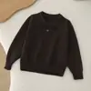 Suéter Infantil 2025 Outono/Inverno Novo Solto Gola Pequena Tricotado Pulôver para Crianças, Camiseta Básica Moderna para Bebê Menino