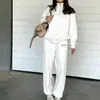 2026 Novo Conjunto de Roupas Femininas para o Verão Moda Europeia e Americana Casual Solto Versátil Cor Sólida Moletom de Manga Longa e Conjunto de Calças