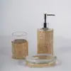 Juego de Jarrones de Vidrio Tejidos de Paja Transfronterizo Creativo Juego de Tres Piezas para Baño Artesanía Tejida a Mano para el Hogar Tarro de Almacenamiento Venta al por Mayor