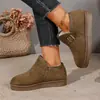 Botas de Nieve Bajas para Mujer con Hebilla Metálica, Forradas de Peluche, Zapatos de Algodón Cálidos, Terciopelo, Suela Gruesa, Botines, Zapatos de Invierno para Mujer al por Mayor