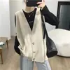Chaleco versátil de otoño de longitud media para mujer de Dongdaemun, Corea, estilo casual, chaleco de punto con cuello en V, novedad