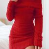 Popular vestido de hombros descubiertos de Amazon transfronterizo sexy vestido tubo de manga larga con hombros descubiertos falda de cadera con hombros descubiertos