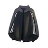 Moletom Cardigan de Cor Blocada com Três Listras Estilo Americano para Homens, Marca Tendência de Outono, Jaqueta Esportiva de Baseball Estilo College, Estilo de Hong Kong