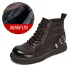 Botines de Cuero de Vaca Hechos a Mano Estilo Británico Otoño/Invierno 2026 para Mujer, Botas Martin Versátiles de Cuero Genuino Vintage con Hebilla