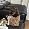 Bolso bandolera fresco y dulce con forma de lazo, nuevo estilo 2026, versátil bolso tejido de algodón, perfecto para vacaciones de verano en la playa