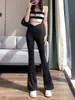 Calças de maternidade outono estilo fino roupa de baixo cintura alta elástico gravidez esportes não apertadas suporte para a barriga micro flare calças de perna larga de maternidade