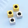 Contas Quadradas Polidas com Furo Passante Contas para Joias de Aço Inoxidável Contas Soltas Materiais para Colares DIY Acessórios Contas Espaçadoras Podem Ser Gravadas
