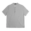 Camiseta de Manga Corta con Botones de Color Sólido para Hombre, Verano Casual, Tejido Fino, Estilo Callejero Americano, Top Pulóver Versátil