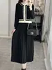 Vestido de Punto Estilo Chanel Falso Dos Piezas para Mujer, Elegancia Francesa Otoño e Invierno, Estilo Socialité de Alta Gama, Vestido Suéter Hasta la Rodilla
