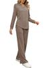 Amazon Europeo y Americano suelto simple color liso casual traje mujer otoño nuevo textura cordón ropa de casa mujer