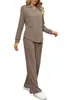 Traje Casual Holgado Simple de Color Sólido Estilo Europeo y Americano para Mujer 2026, Ropa de Casa Texturizada con Cordón para Mujer de Otoño