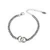 Pulsera de la Suerte Dou Dou Fang Pai de Dongdaemun Coreana Estilo Coreano para Mujer Cruz Oso Pequeño Plata Tailandesa Pulsera Retro Venta al por Mayor
