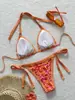 Bikini Nuevo con Estampado Floral 2026, Bikini Sexy de Tira Europea y Americana, Traje de Baño de Dos Piezas Fresco y Sencillo para Mujer con Cuello Halter