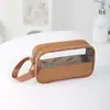 Nova Bolsa Simples Transparente Bolsa de Cosméticos PVC Spliced Bolsa de Higiene Pessoal PU Praia Impermeável Bolsa de Cosméticos