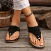Sandalias de espiga de color liso de talla grande europeas y americanas transfronterizas para mujer, en stock, nuevo estilo de verano, de punta redonda, suela gruesa, sandalias de moda