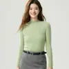 Suéter 100% cachemir puro para mujer, nueva colección otoño/invierno, color liso, tejido de canalé de un solo hilo, cuello semi-alto, jersey de manga larga