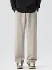 Ropa de Hombre Fengshe / 2026 Otoño-Invierno Nuevos Pantalones Casuales de Imitación de Piel de Vaca para Hombre Estilo Americano Sueltos Rectos Elásticos Pantalones Casuales