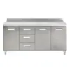 Gabinetes de Acero Inoxidable 304, Gabinetes de Almacenamiento de Cocina Integrados con Estufa Rústica, Gabinetes Integrados para Apartamentos Pequeños del Hogar