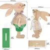 Decoración Artesanal de Madera para el Hogar Regalo Forma de Conejo de Pascua Adorno Casual de Escritorio