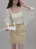Summer Just Needs Ice Silk Sunscreen Tricô Cardigan Feminino Verão Fino Colete Externo Blusa Tencel