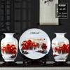 Conjunto de Três Peças de Enfeites Cerâmicos de Jingdezhen para Sala de Estar Hall de Entrada Vaso para Arranjo de Flores Prato de Exposição para Escritório Estilo Chinês Fabricante