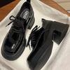 Zapatos de Cuero de Suela Gruesa Estilo Británico para Mujer 2026 Primavera Nuevos Zapatos de Salón Negros de Tacón Alto Retro Francés Mocasines para Estudiantes