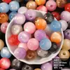 Cuentas Redondas Imitación Ojo de Gato Agujero Recto Accesorios para Joyería DIY Resina con Brillo de Polvo Fino Cuentas Sueltas Material para Bordado Hecho a Mano Venta al Por Mayor