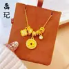 Colar Anel de Corrida Banhado a Ouro Tendência do TikTok com Trevo de Quatro Folhas Cravejado de Diamantes e Pequena Bússola, Corrente de Clavícula Retro de Luxo Leve de Alta Qualidade Atacado