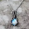 Joyas transfronterizas collar de piedra lunar colgante para mujer estilo bohemio vintage accesorios de hojas ratán venta al por mayor