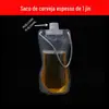 Sacos Transparentes para Cerveja Artesanal, Sacos Espessos com Bico de Boca Larga Autoportantes, Sacos de Embalagem para Levar de Hot Pot, Sacos de Água para Exterior, Compósito