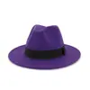 Sombrero de jazz con cinta negra estilo europeo y americano para niños, sombrero grande de lana retro británico de azufre, sombrero de fieltro de moda para otoño e invierno para hombres y parejas.