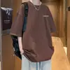 Camiseta de Manga Corta Estilo Hong Kong Ins para Hombre Verano Holgada Versátil Manga de Cinco Puntos Marca de Tendencia Moda Juvenil Top Casual