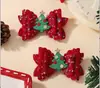 Conjunto de Presilhas de Cabelo de Natal Transfronteiriço Faixa com Laço de Festa Glitter Galho de Cervo Verde Acessórios de Cabelo para Crianças 4765