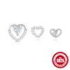 Nuevos Pendientes de Botón con Forma de Corazón de Diamante de Plata de Ley 925 Joyería para Orejas Versátil Elegante Moda Sencilla Nicho Japonés y Coreano