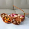 Cesta de Frutas Criativa de Múltiplas Camadas para Uso Doméstico, Suporte para Armazenamento de Lanches e Doces na Sala de Estar, Bandeja de Frutas Imitação de Rattan