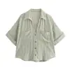 Camisa Casual de Manga Corta para Mujer Estilo Europeo y Americano Comercio Exterior Verano Transfronteriza Solapa Moda Casual de un Solo Botón