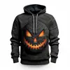 2024 Novos Homens Europeus e Americanos Abóbora de Halloween Impressão Digital Série de Halloween Moletom com Capuz Impressão por Transferência de Calor
