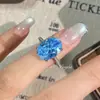 Transmissão ao Vivo de Novo Anel de Corte de Ninho de Pássaro Espumante Mais Vendido, Anel Fashionable de Pedra Preciosa Colorida Ovo de Pombo de Luxo Leve com Diamantes