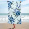 Manta Azul Floral Elegante, Manta Decorativa Impresa Digitalmente, Manta de Franela para Aire Acondicionado, Manta Personalizada para Siesta en la Oficina